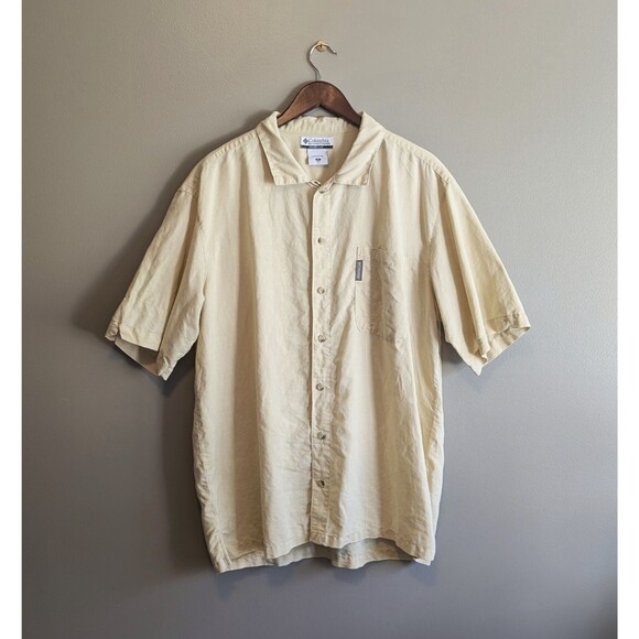 Columbia Other - Columbia Size XL Button Down Shirt Mens Short Sleeve Ramie Extra Large Yellow